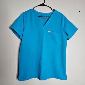 FIGS Technical Collection Catarina One-Pocket Scrub Top Light Blue Womens Size M